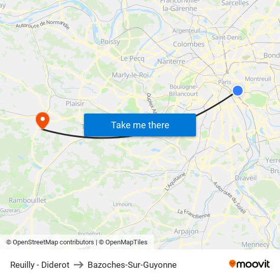 Reuilly - Diderot to Bazoches-Sur-Guyonne map