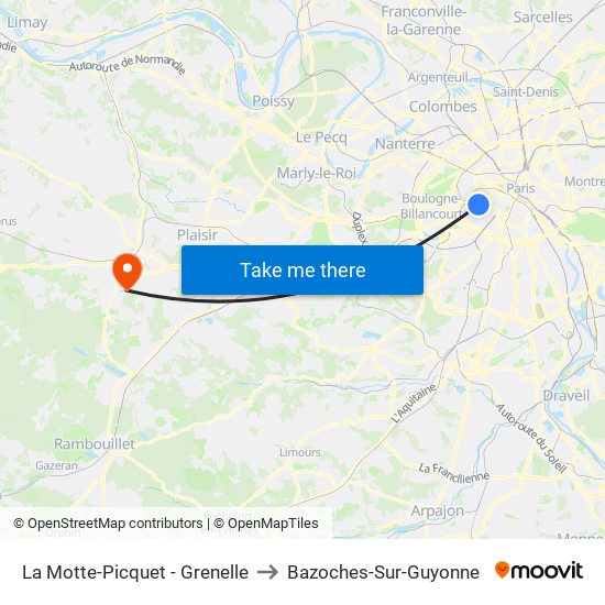 La Motte-Picquet - Grenelle to Bazoches-Sur-Guyonne map