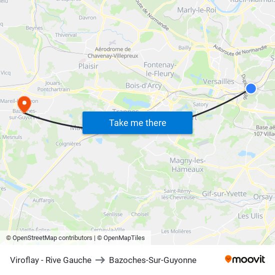 Viroflay - Rive Gauche to Bazoches-Sur-Guyonne map