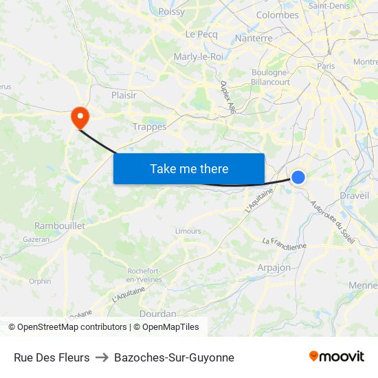 Rue Des Fleurs to Bazoches-Sur-Guyonne map