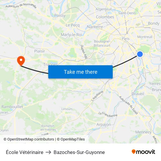 École Vétérinaire to Bazoches-Sur-Guyonne map