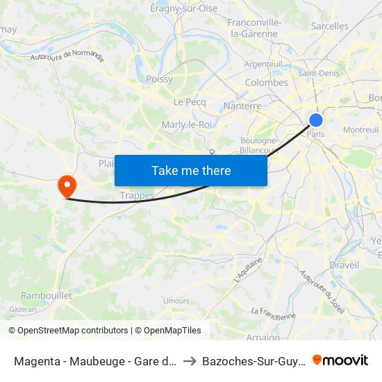 Magenta - Maubeuge - Gare du Nord to Bazoches-Sur-Guyonne map