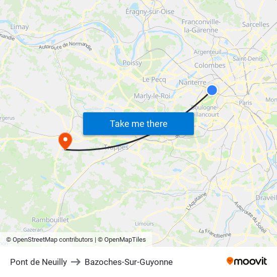 Pont de Neuilly to Bazoches-Sur-Guyonne map