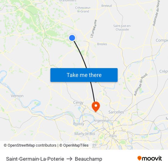 Saint-Germain-La-Poterie to Beauchamp map