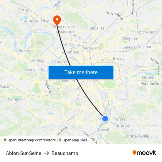 Ablon-Sur-Seine to Beauchamp map