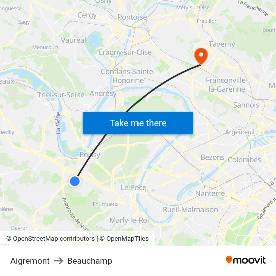 Aigremont to Beauchamp map