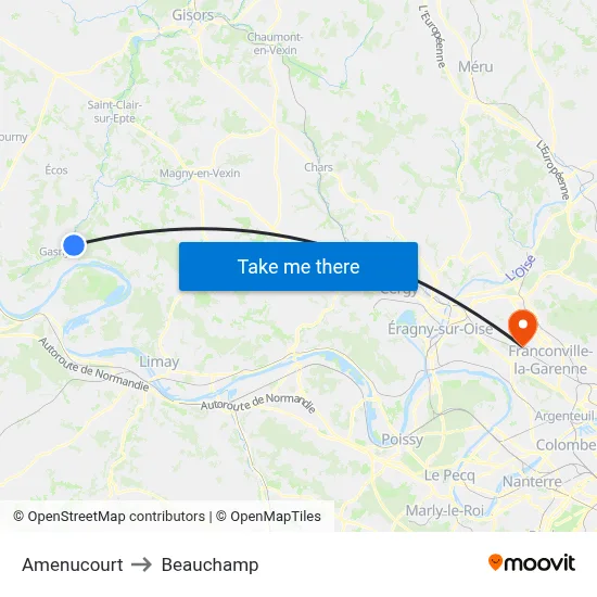 Amenucourt to Beauchamp map