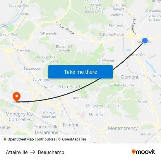 Attainville to Beauchamp map