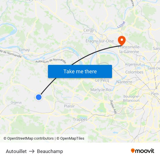 Autouillet to Beauchamp map