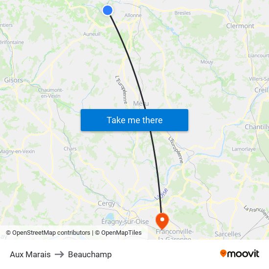 Aux Marais to Beauchamp map