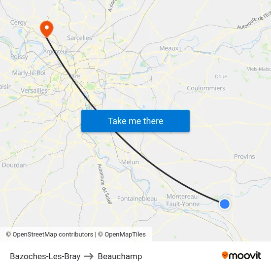Bazoches-Les-Bray to Beauchamp map