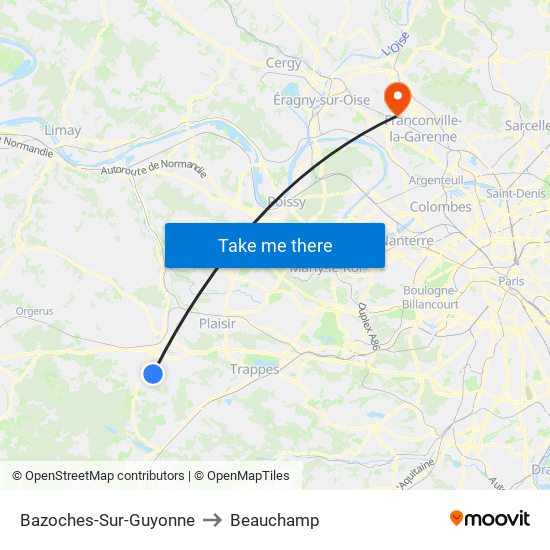 Bazoches-Sur-Guyonne to Beauchamp map