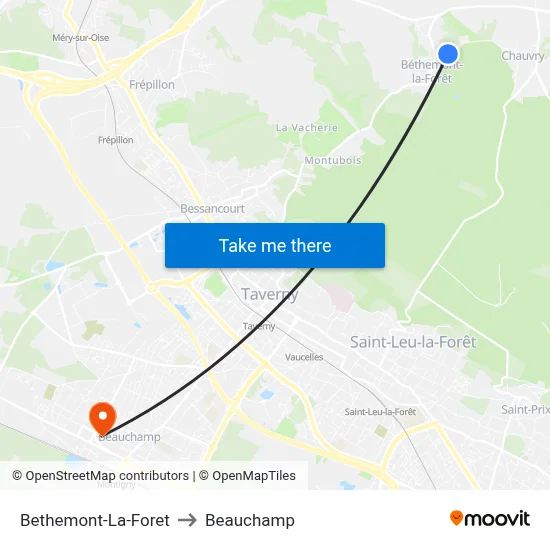 Bethemont-La-Foret to Beauchamp map
