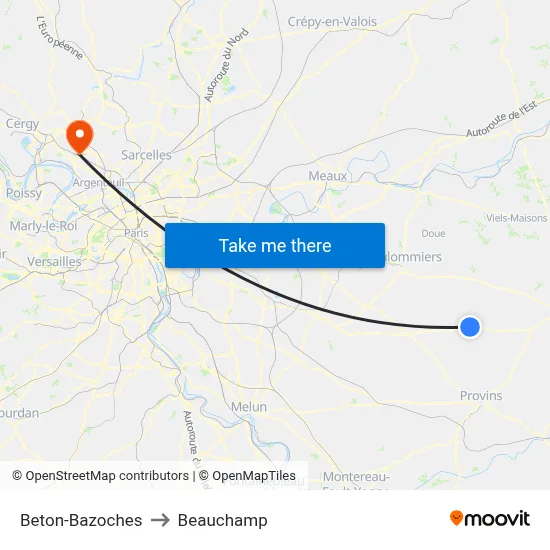 Beton-Bazoches to Beauchamp map