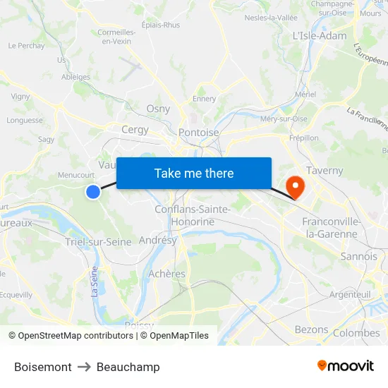 Boisemont to Beauchamp map