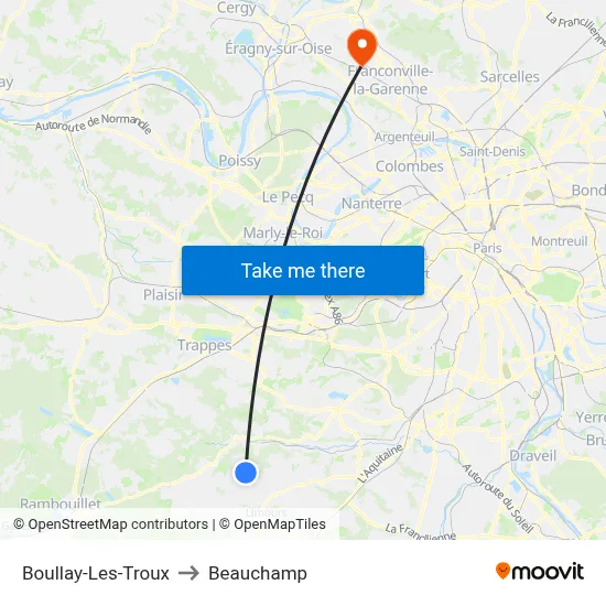 Boullay-Les-Troux to Beauchamp map