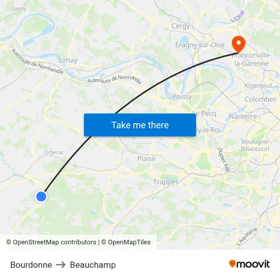 Bourdonne to Beauchamp map