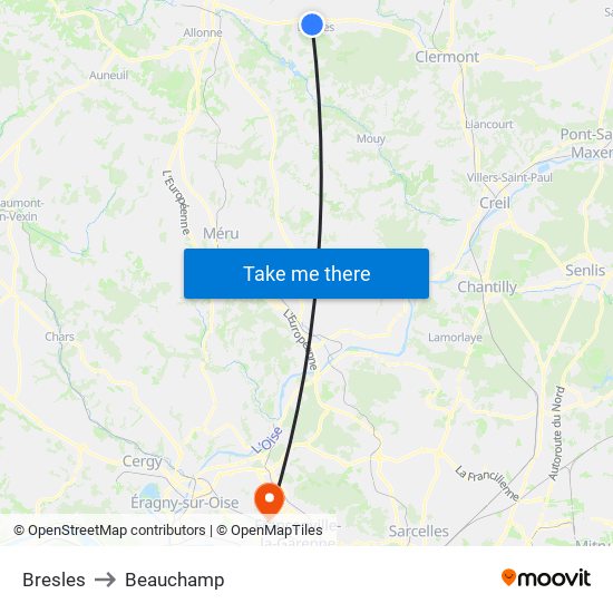 Bresles to Beauchamp map