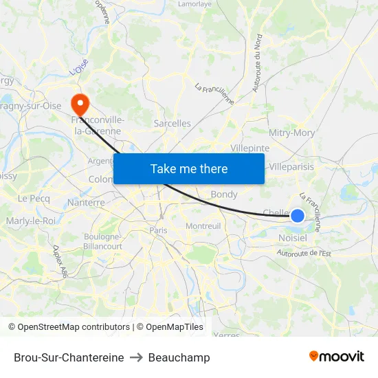 Brou-Sur-Chantereine to Beauchamp map