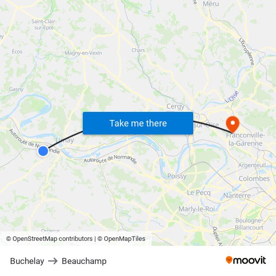 Buchelay to Beauchamp map
