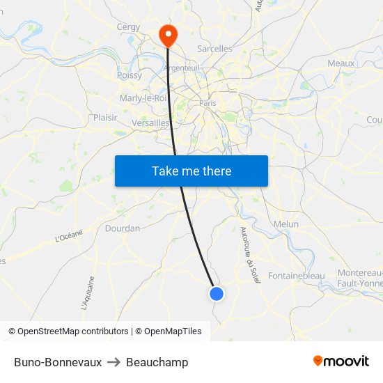 Buno-Bonnevaux to Beauchamp map