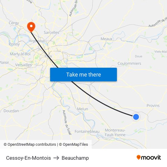 Cessoy-En-Montois to Beauchamp map