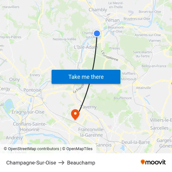 Champagne-Sur-Oise to Beauchamp map