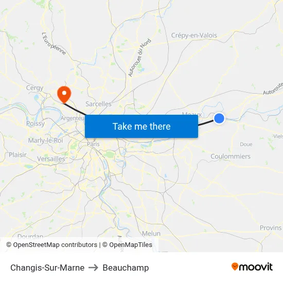 Changis-Sur-Marne to Beauchamp map