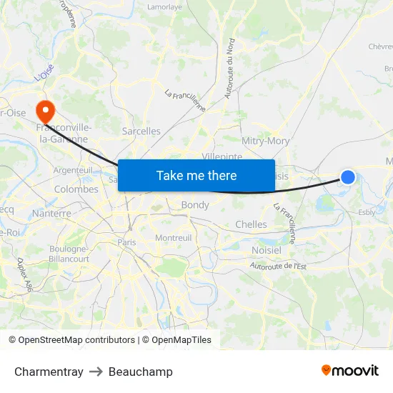 Charmentray to Beauchamp map