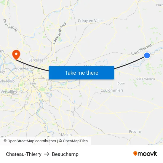 Chateau-Thierry to Beauchamp map