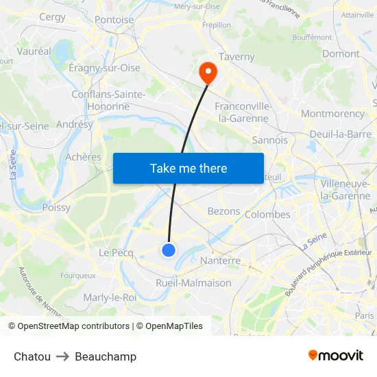 Chatou to Beauchamp map