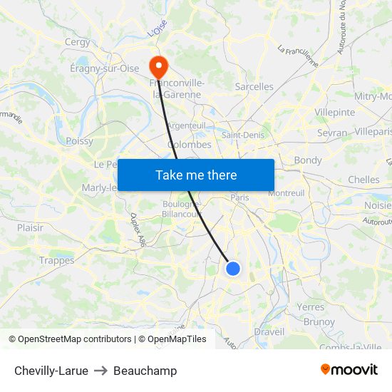Chevilly-Larue to Beauchamp map