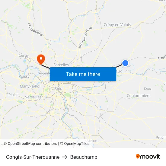 Congis-Sur-Therouanne to Beauchamp map