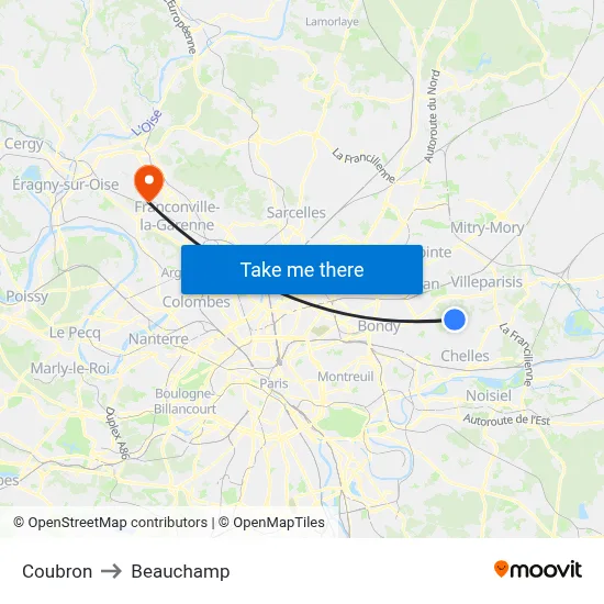 Coubron to Beauchamp map