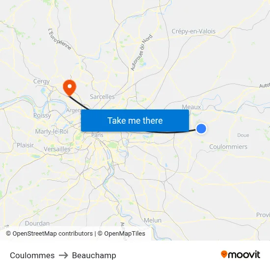 Coulommes to Beauchamp map