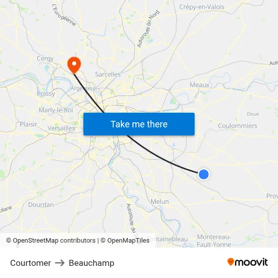 Courtomer to Beauchamp map
