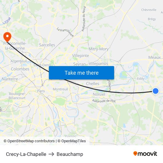Crecy-La-Chapelle to Beauchamp map