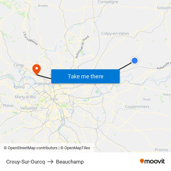 Crouy-Sur-Ourcq to Beauchamp map