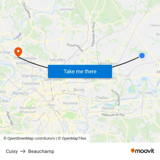 Cuisy to Beauchamp map