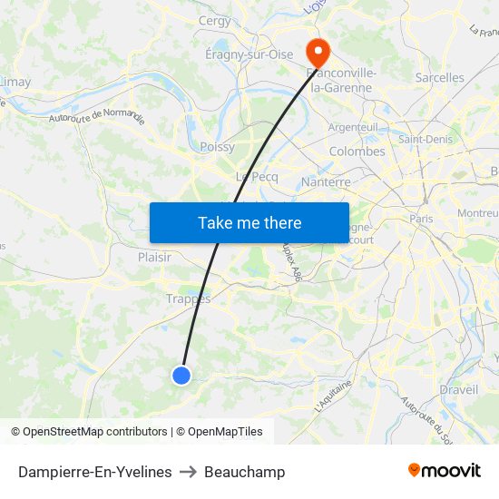 Dampierre-En-Yvelines to Beauchamp map