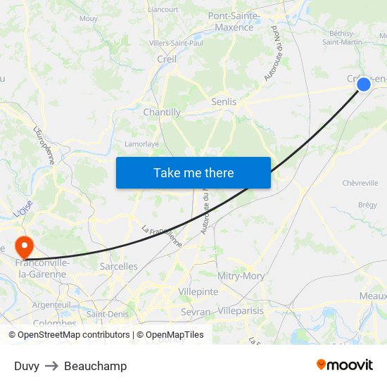 Duvy to Beauchamp map