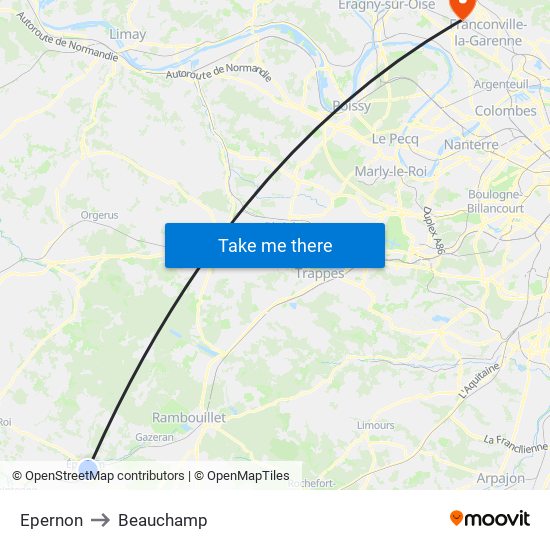 Epernon to Beauchamp map
