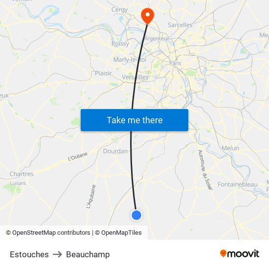 Estouches to Beauchamp map