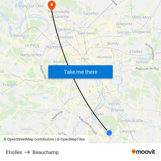 Etiolles to Beauchamp map