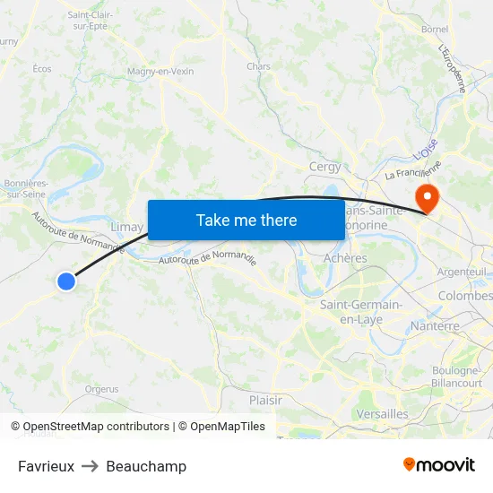 Favrieux to Beauchamp map