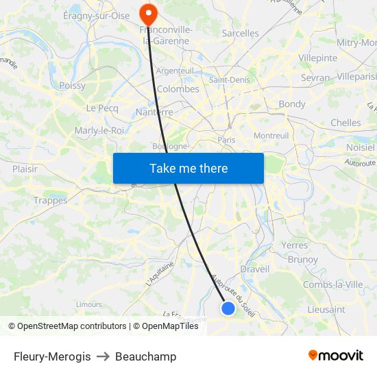 Fleury-Merogis to Beauchamp map