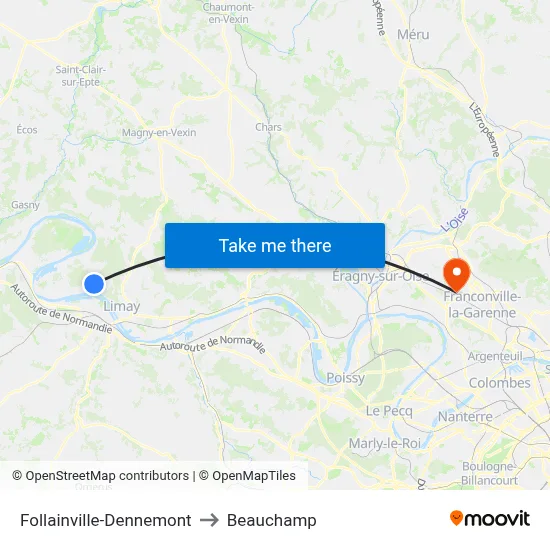 Follainville-Dennemont to Beauchamp map