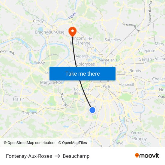 Fontenay-Aux-Roses to Beauchamp map