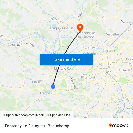 Fontenay-Le-Fleury to Beauchamp map