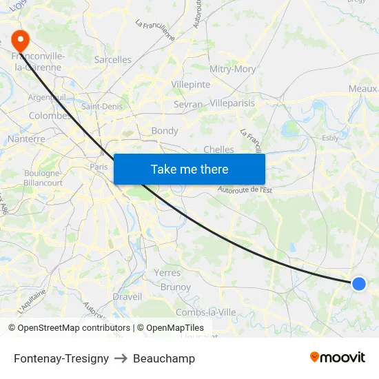 Fontenay-Tresigny to Beauchamp map